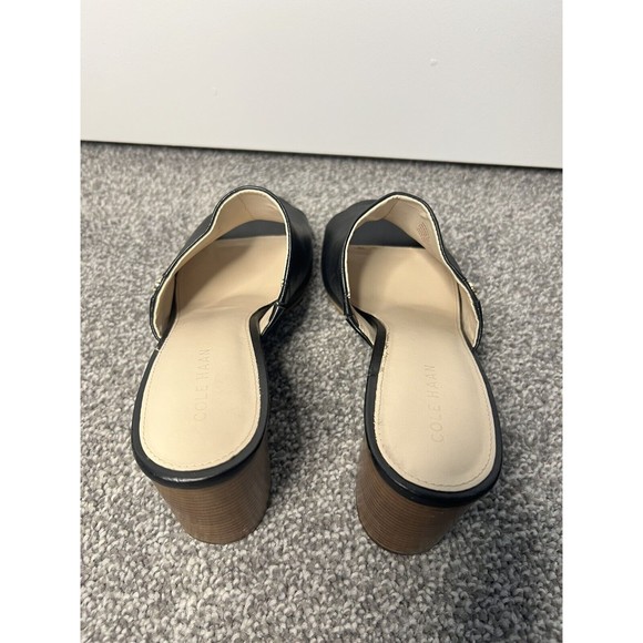 Cole Haan Daina Stacked Chunky Heel Mules Open Toes Leather Casual Modern Size 7 - Picture 7 of 12